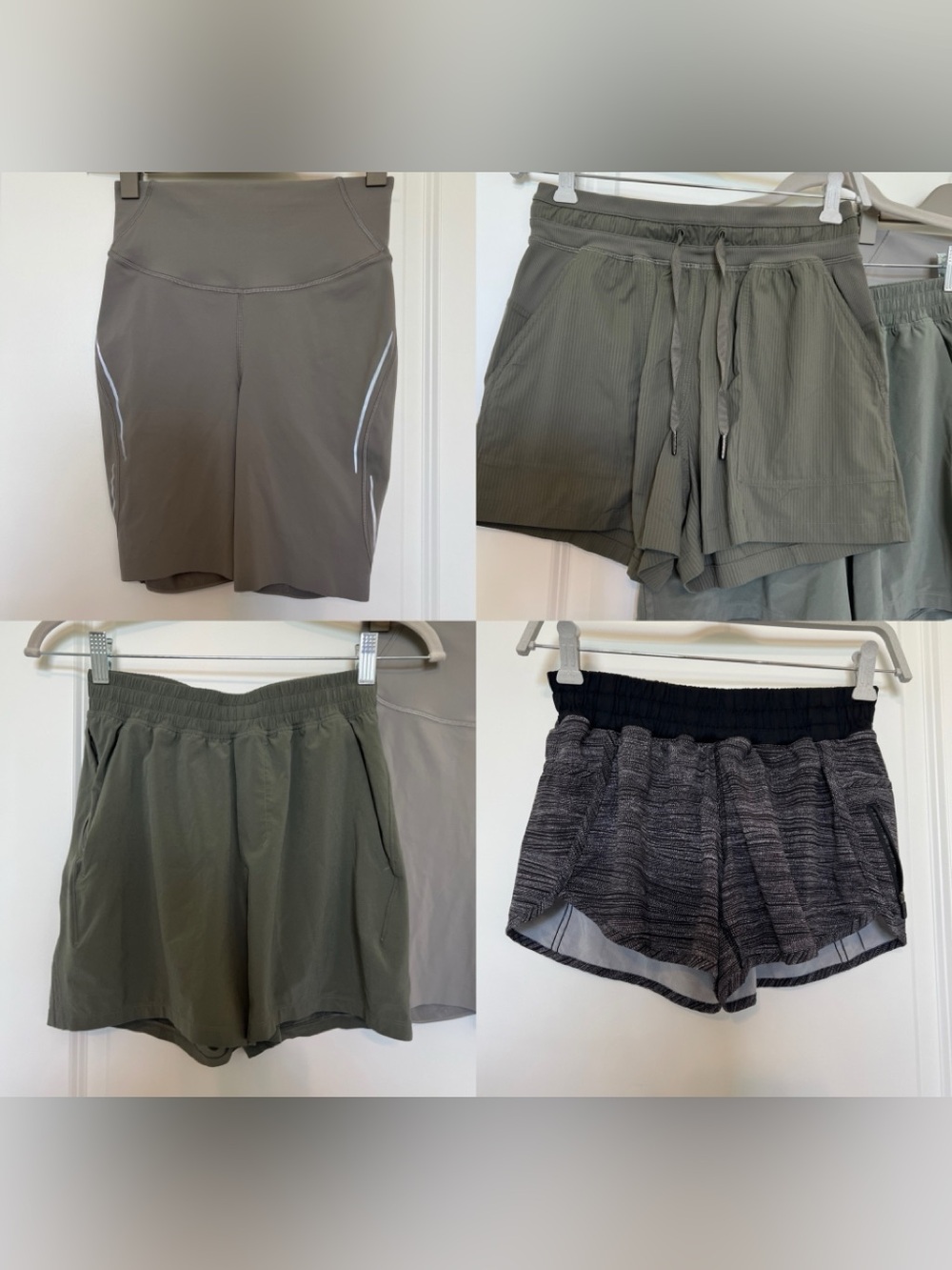 lululemon athletica Olive Green Women Athletic Shorts lot of 4 ,sz.4, XS GREAT